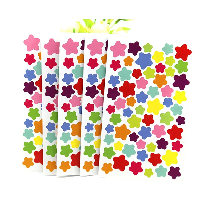 6 hojas de pegatinas para diario, pegatinas redondas de forma de estrella de amor para la escuela, pegatinas para &aacute;lbum de recortes para ni&ntilde;os, pegatinas para &aacute;lbum de recortes-2