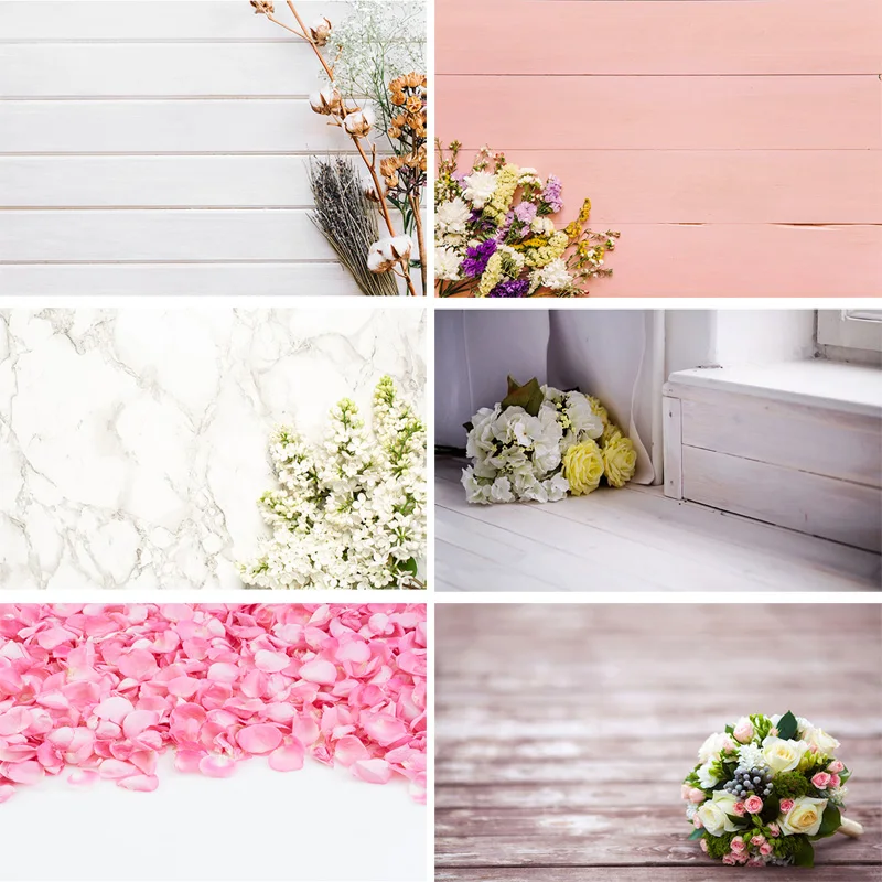 

Vinyl Custom Photography Backdrops Prop Flower and Wooden Planks Photography Background 200212SU-01