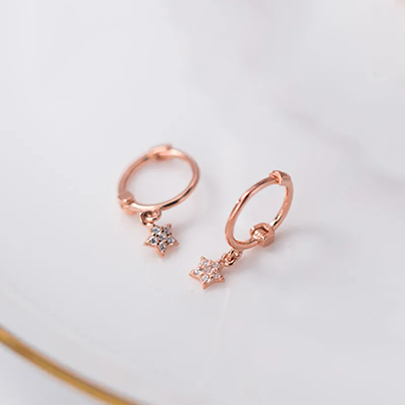INZATT настоящее 925 пробы серебряные циркониевые серьги-кольца в форме звезды