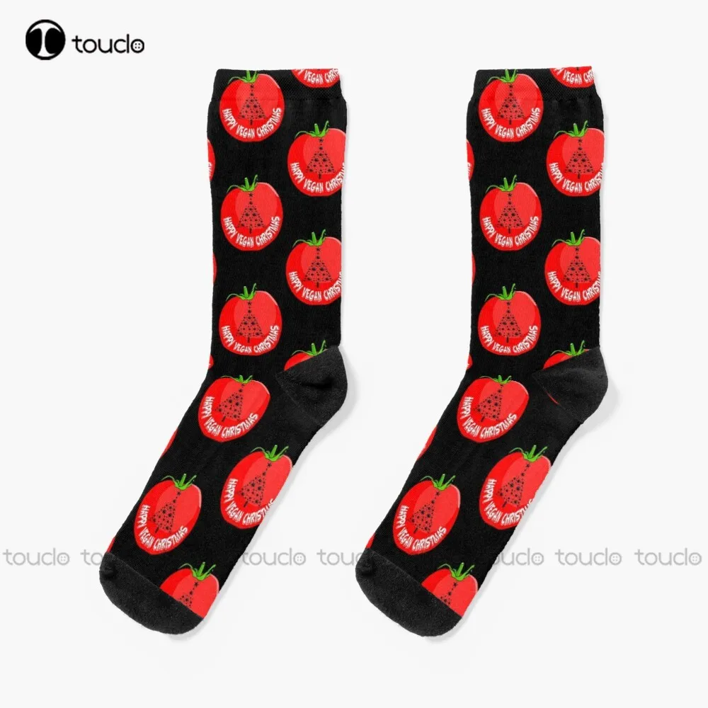 

Merry Christmas Vegan Cute Vegetarian Xmas Festive Socks Woman Socks Personalized Custom Unisex Adult Teen Youth Socks Women Men