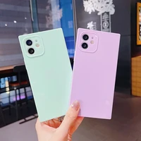 square candy colorful lens protection phone case for iphone 11 12 pro max x xr xs max 7 8 plus se 2020 plain soft tpu back cover