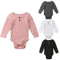 newborn baby girl boy romper button jumpsuit 1 piece romper outfits sweater toddler kids clothes casual solid outfit sunsuit