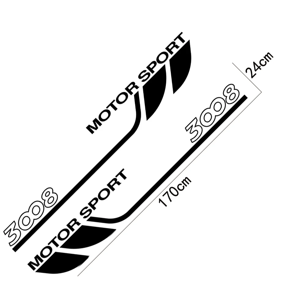 

2PCS Car Door Side Decals For Peugeot 3008 Sport Auto Body Decoration Racing Film Auto Wrap Graphic Vinyl Stickers Accessories