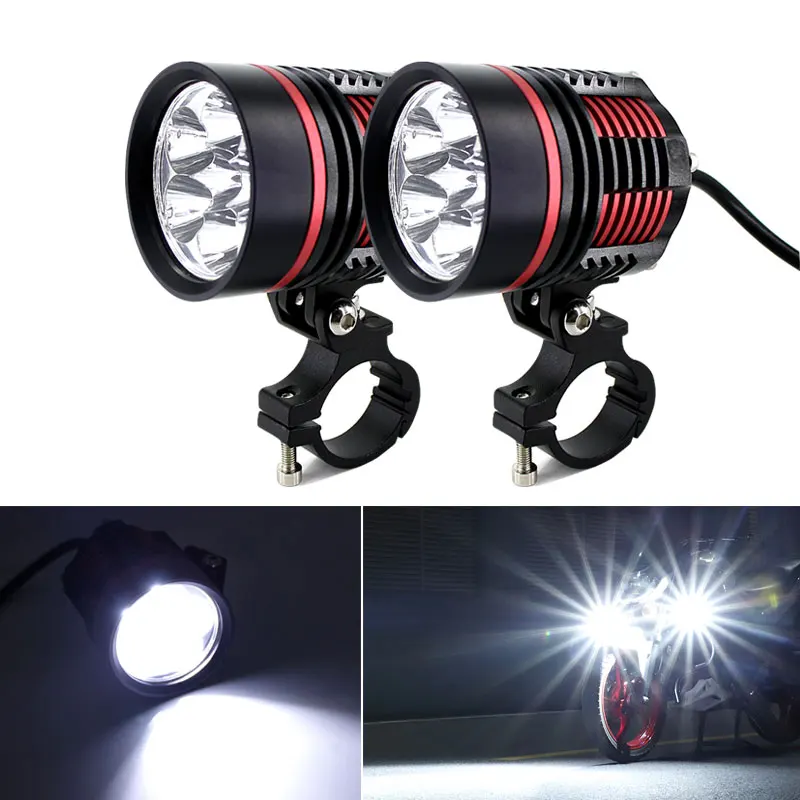

2PCS High Power 60W 8000LM Motorcycle Headlight Spot light 2x XM-L T6 LED Fog Driving Lamp with Switch For Honda Yamaha Honda