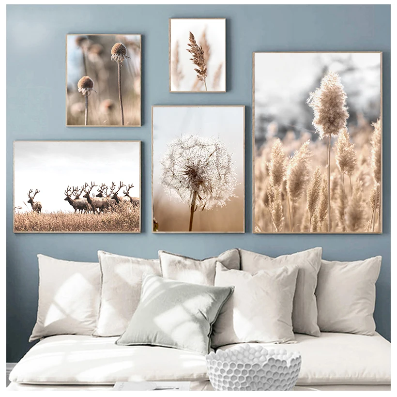

Dandelion Nature Scenery Poster And Prints Reed Grass Landscape Wall Art Living Decoration Animals Canvas Painting