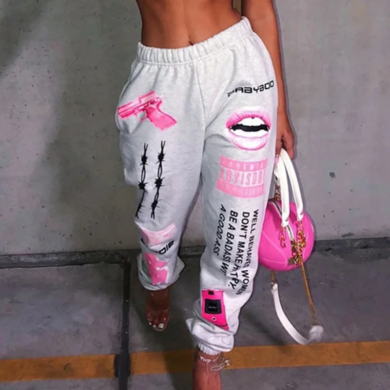 Summer Hip-hop Graphic Sweatpants 2021 New Women's Jogger Trousers Harajuku High Waist Loose Casual Pants Sweatpants Women