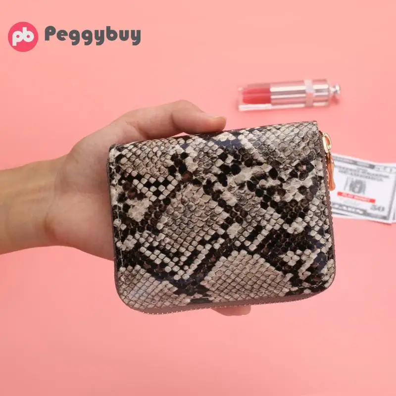 Модный клатч из искусственной кожи женский короткий кошелек со змеиной