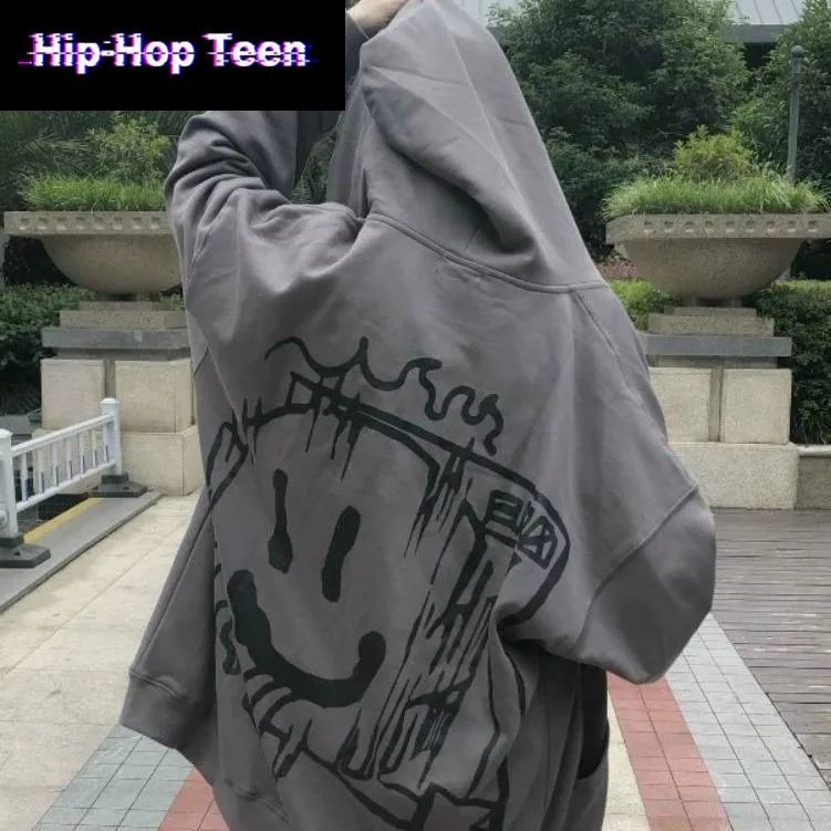 

Man Autumn All-match Hoodies Gray Coat Men Spring Harajuku Loose Sweatshirt Korea Long Sleeve Pocket Oversized Streetwear Hoodie