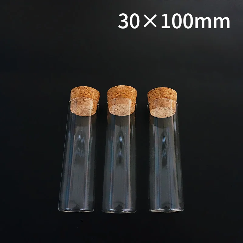 

12pcs/lot 30x100mm 50ml Flat Bottom Glass Test Tube with Cork Stopper
