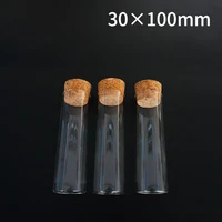12pcslot 30x100mm 50ml flat bottom glass test tube with cork stopper