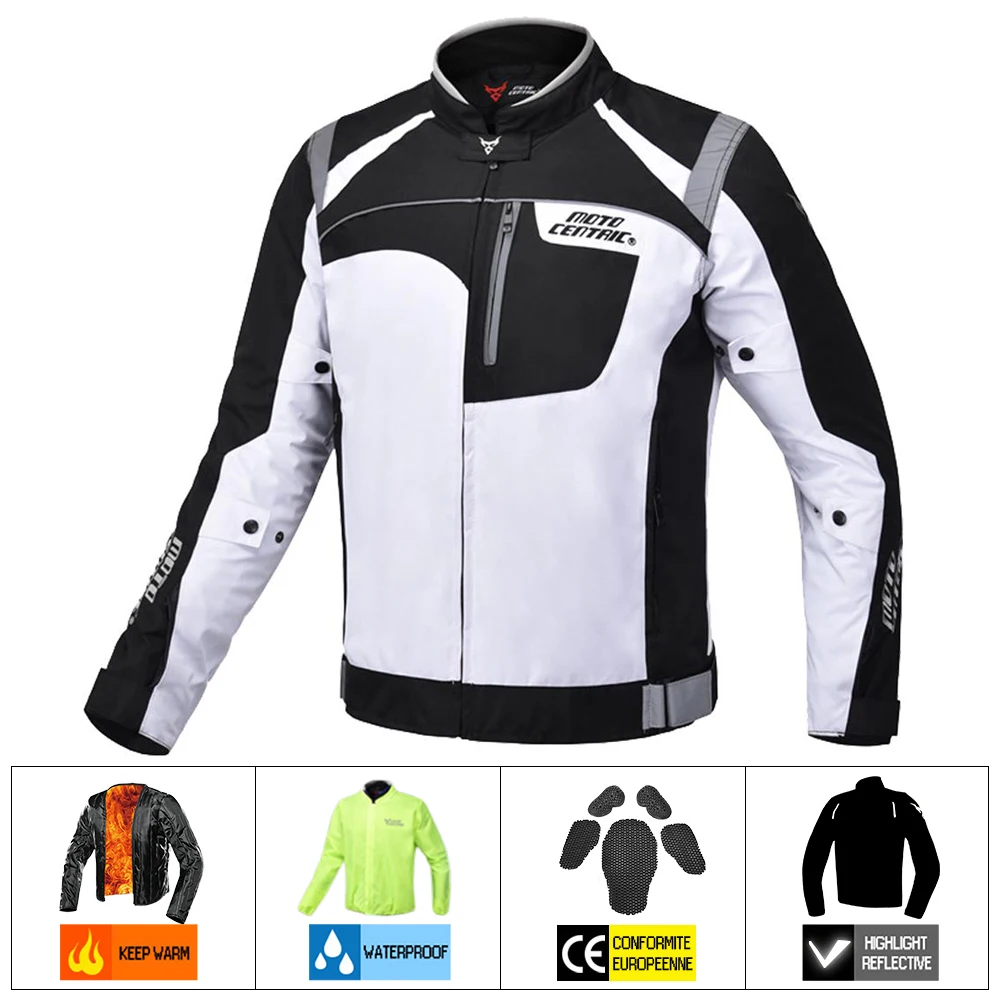 1901-Grey Jacket MOTOCENTRIC мотоциклетная куртка+ штаны, мотоциклетная куртка, бронежилет, водонепроницаемая, для езды, для гонок, Jaqueta Chaqueta, защита - Цвет: 1901-Grey Jacket