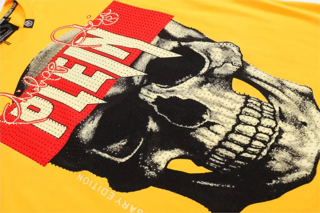 

Philipp Plein brand original design couple T-shirt skull hot drill cotton short-sleeved T-shirt summer streetwear top tee