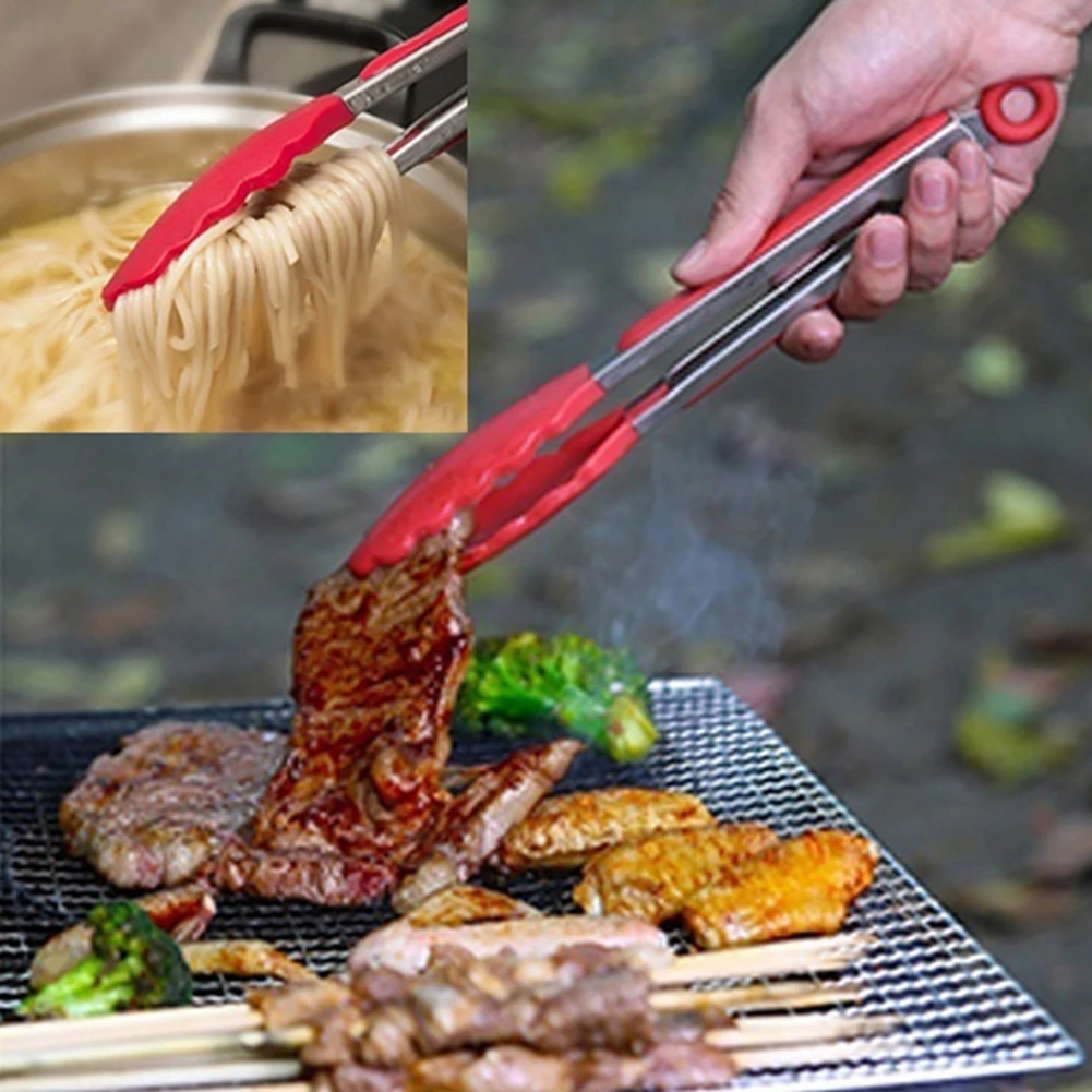 Силиконовые спагетти салат тост барбекю мясо длинные плоские щипцы инструмент