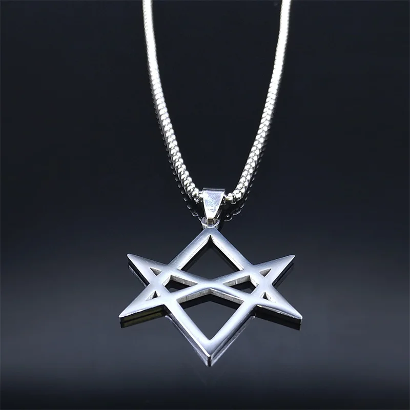 Ожерелье-цепочка унисекс из нержавеющей стали с шестигранной подвеской