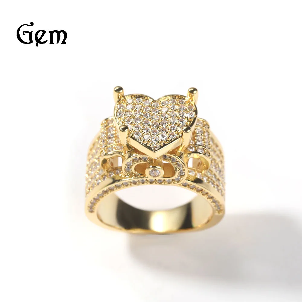 

Cool Stuff Hip Hop Micro Set Zircon Heart Ring Heavy Industry Design Feeling Full Retro Ring Trend Jewelry Aesthetic Rings