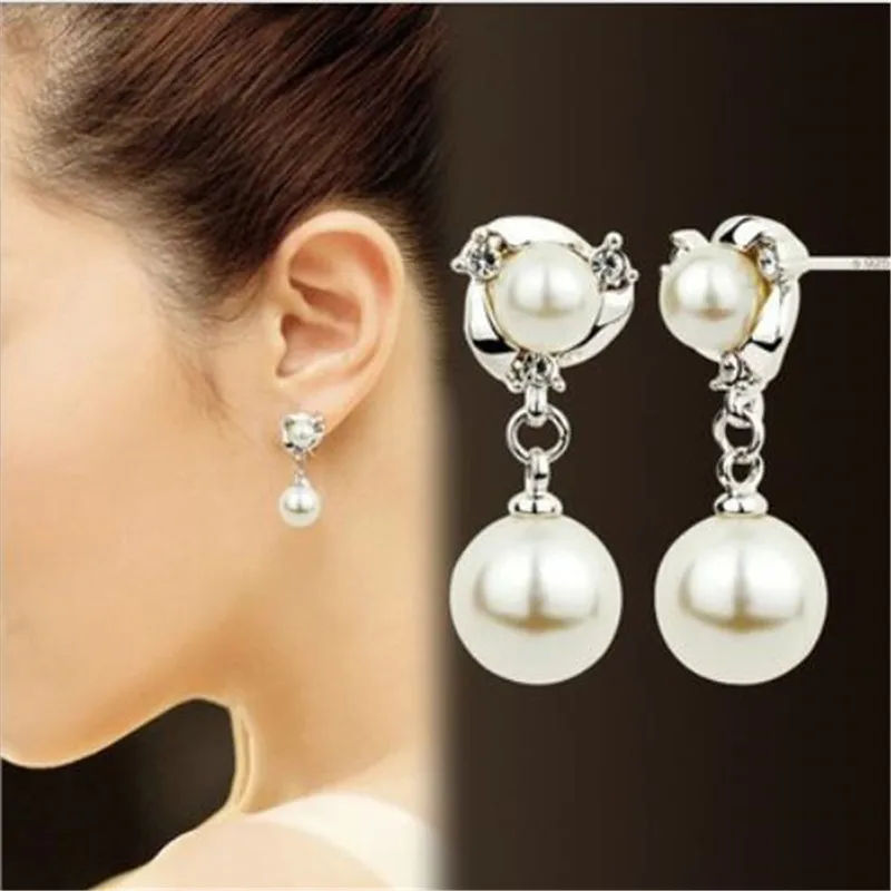 2021 серебро Цвет имитация белая груша мотаться Красота девушки серьги