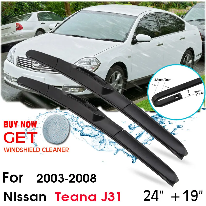 

Car Wiper Blade Front Window Windshield Rubber Silicon Refill Wipers For Nissan Teana J31 2003-2008 24"+19" Car Accessories