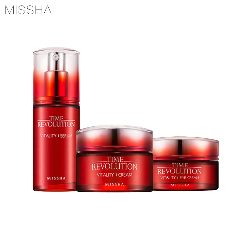 

Набор для лица MISSHA Time Revolution Vitality (крем для лица 50 г + крем для кожи вокруг глаз 25 г + Сыворотка для лица 40 г), корейский отбеливающий уход за лицо...