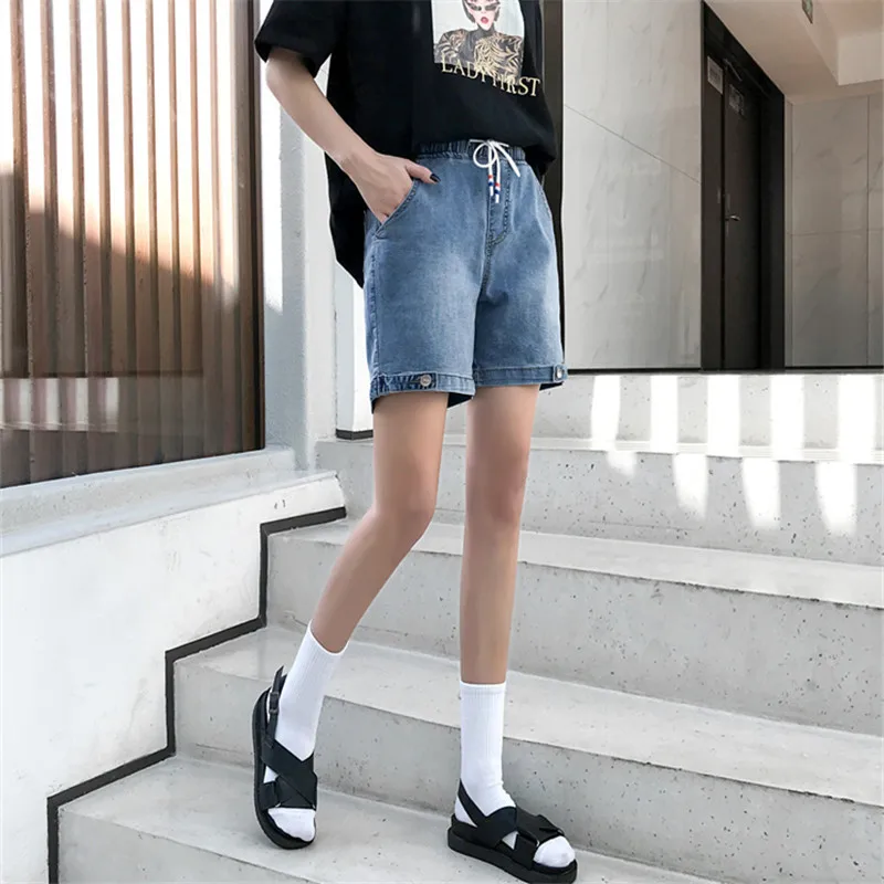 

Newly Women Lady Denim Shorts Stretchy Elastic Waist Breathable Casual for Summer Beach FIF66