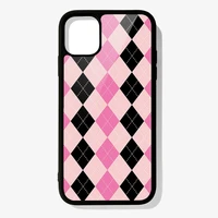 phone case for iphone 12 mini 11 pro xs max x xr 6 7 8 plus se20 high quality tpu silicon cover pinkblack argyle