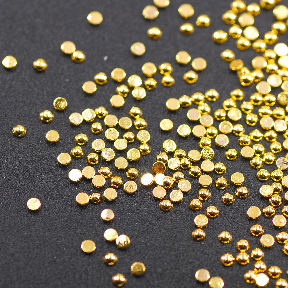 

Nail Supplies 1.5MM Gold 3D Metal Nail Art Rhinestone The Shape Of Semicircle Flat Base For Nail Art Decorations 10000pcs
