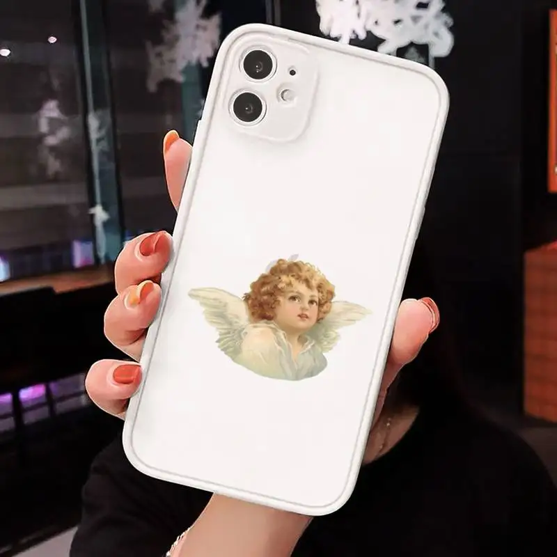 

baby angel painting aesthetic art Phone Cases Matte Transparent for iPhone 7 8 11 12 s mini pro X XS XR MAX Plus cover funda