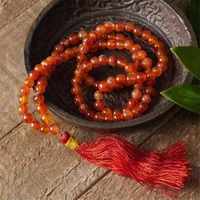 6mm yellow agate gemstone mala necklace 108 beads band tassel men natural cuff unisex chakas lucky spirituality healing buddhism