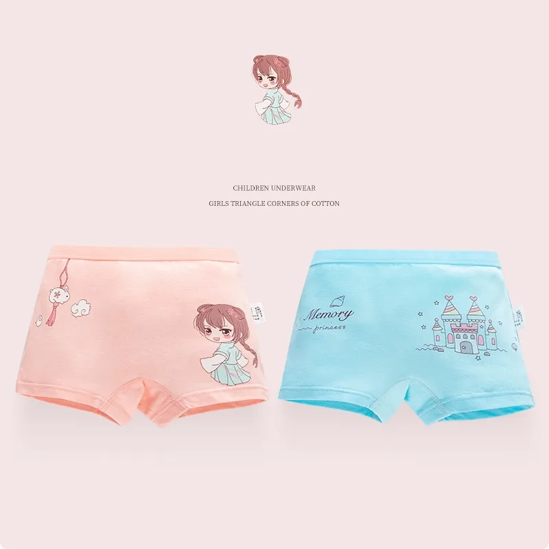 Нижнее белье для девочек с героями мультфильмов из 2 предметов синие хлопковые