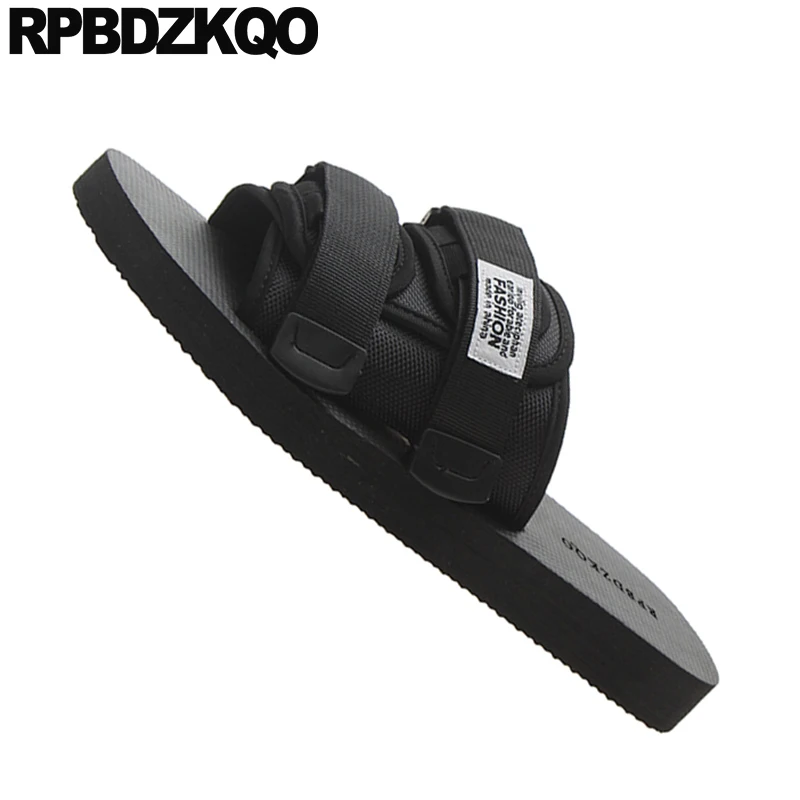 Сандалии мужские сетчатые без застежки пляжные шлепанцы плоская подошва