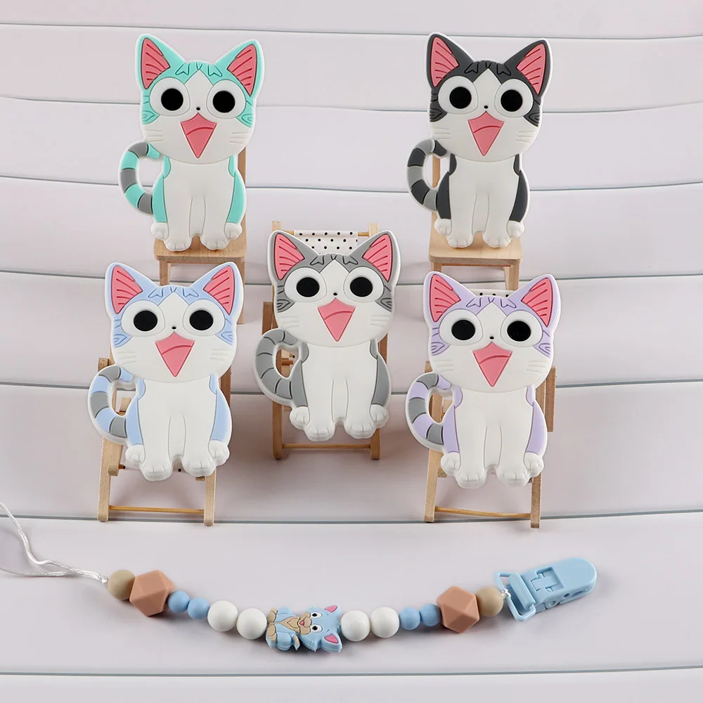 Kovict-mordedor de silicona para beb&eacute; y gato, colgantes de silicona de grado alimenticio, accesorios de cadena para chupete, juguetes molares para beb&eacute;, 1 ud.-3