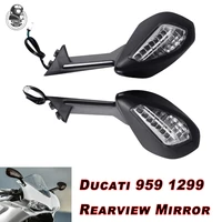 suitable for ducati black motorcycle rearview mirror motorcycle accessories with turn signal 1299 2015 2016 959
