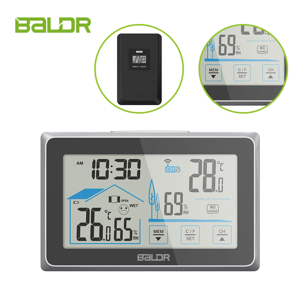 Метеостанция Baldr Touch для дома и улицы с датчиком прогноза 100 м термометром