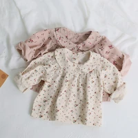 korean newborn girls blouses clothes baby autumn shirts toddler infant floral print long sleeve tops kids cotton shirt 6m 3years