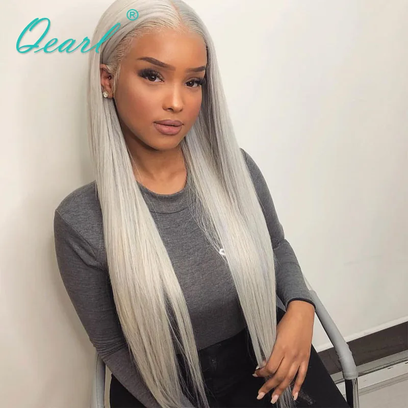 Прозрачные Платиновые светлые прямые человеческие волосы на полной сетке