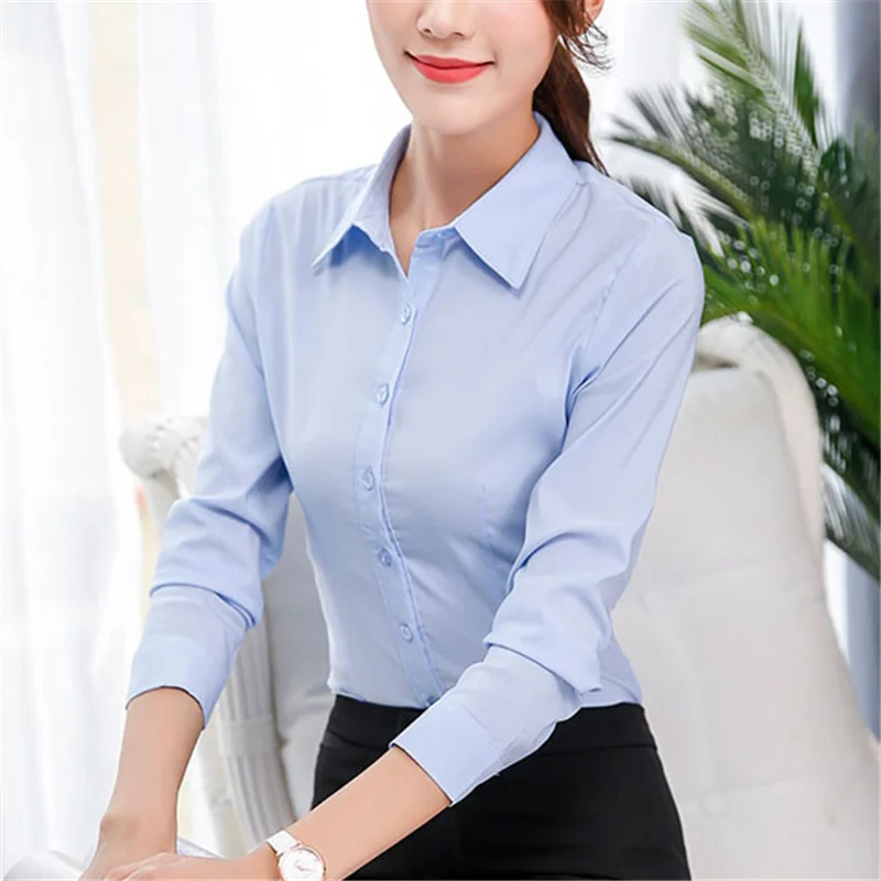 Korean Fashion Women Shirts OL White Shirt Blusas Mujer De Moda 2019 Tops and Blouses Elegant Cotton Plus Size |