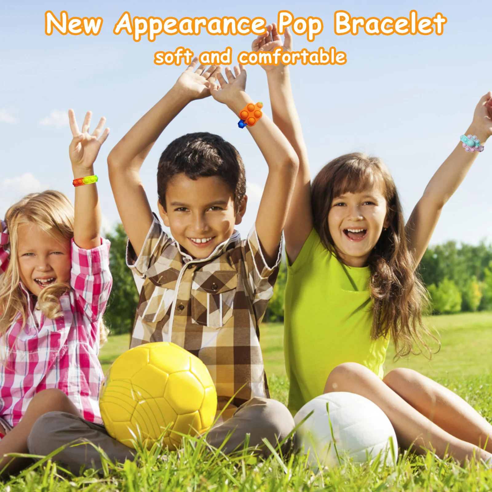 Pulsera Pop para ni&ntilde;os y adultos, brazalete de burbujas, usable, pulsera antiestr&eacute;s de Poppers, ayuda con autismo y TDAH-4