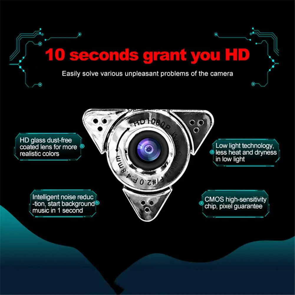 Веб-камера HD 1080P легкая со встроенным микрофоном и поддержкой прямой трансляции |