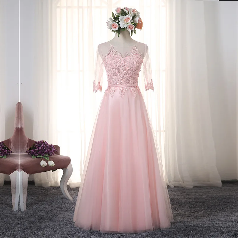 Недорогие Длинные Платья для подружек невесты с кружевной аппликацией