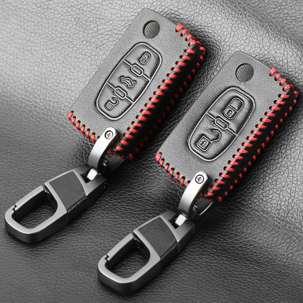 Кожаный чехол для ключей брелок Citroen C2 C3 C4 C5 DS3 DS4 Picasso Xsara Peugeot RCZ 206 308 307 408 3008 5008