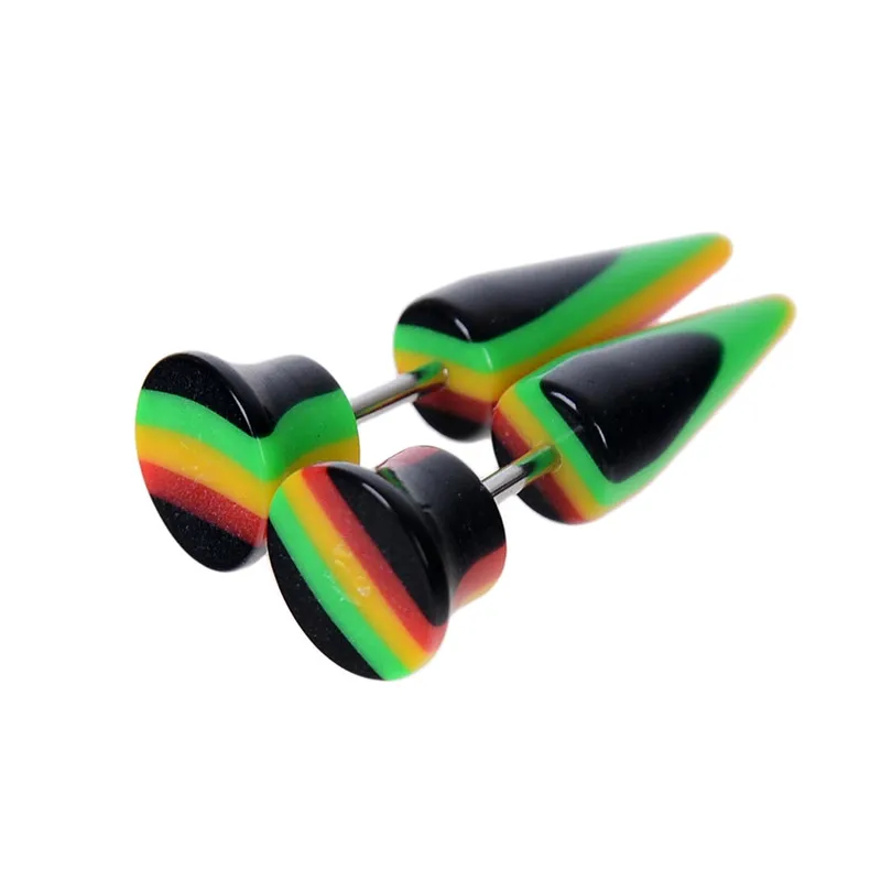 Pinksee 2pcs/lot Creative Candy Color Acrylic Stainless Steel Ear Piercings Profile Fake Plugs Puncture Body Jewelry | Украшения и