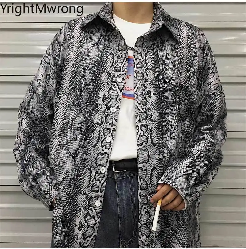 Уличная одежда в стиле хип хоп Харадзюку панк с узором под змеиную кожу длинным