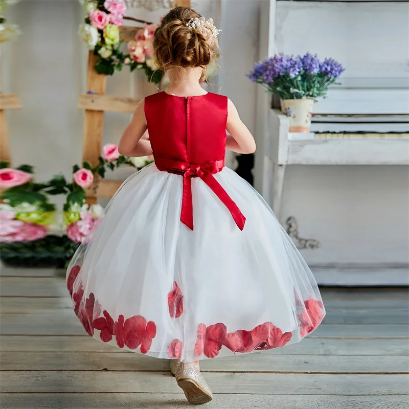 Летнее платье для детей Платье девочек с цветочным узором вечерние свадебное