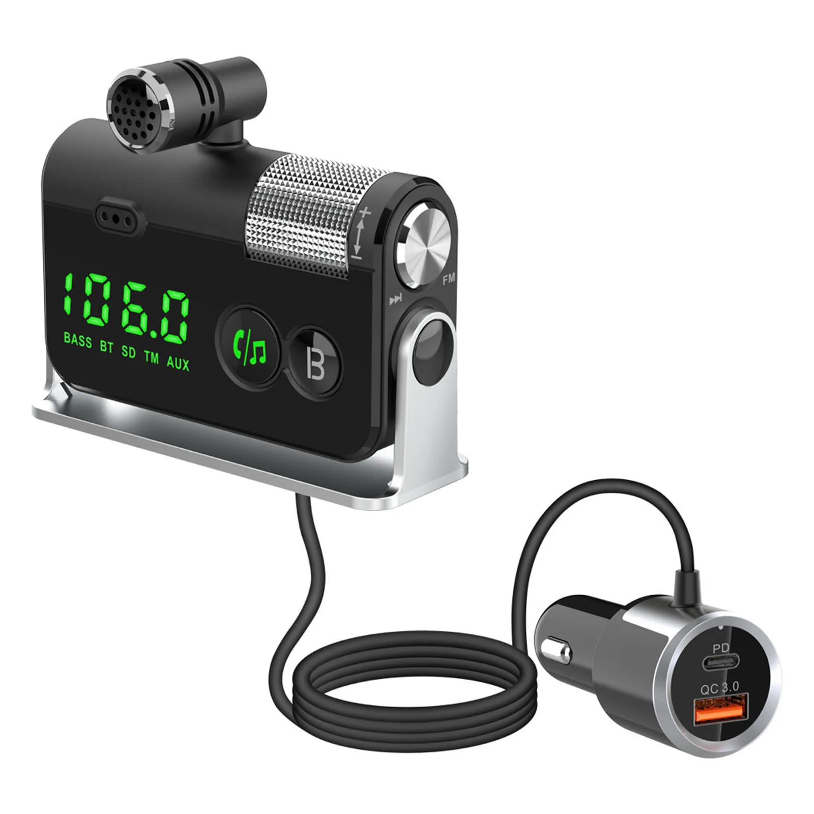Bluetooth FM Transmitter Plug-in Microphone Wireless Car Kit for iOS Phones |