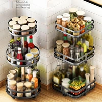 123 layers kitchen seasoning rack 360 degree rotatable spice rack steel kitchen cabinet organizer shelf for jars cans bottles