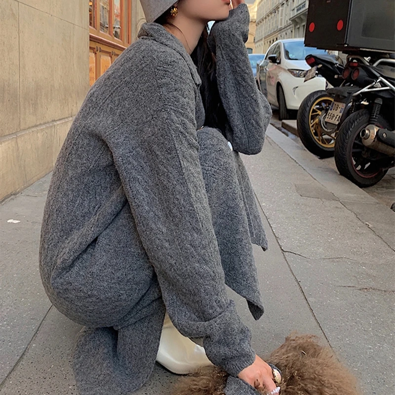 

Elegant Winter Coats Loose Winter knit Cardigan Woolen Sweater Extra Soft High-end Cardigan Knitting Coat for Women