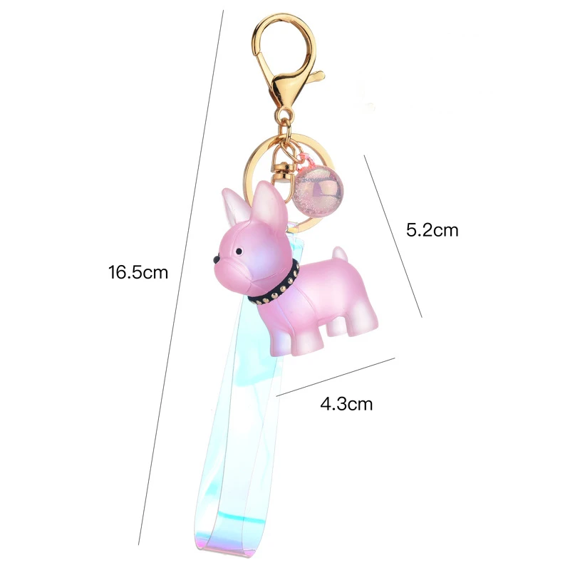 

17 Colors Classic French Punk Bulldog Keychain Men Car Key Ring Keychain PU Leather Dog Keychains For Women Bag Charm Trinket