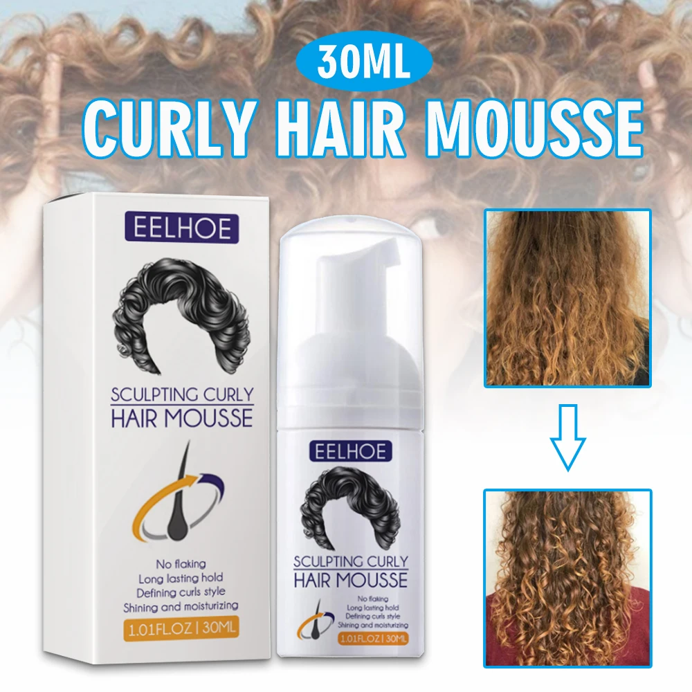 30ml  Long Lasting Curly Hair Finishing Hold Hair Styling Define Extra Volume Curly Hair Mousse Anti-Frizz Fixative Mousse