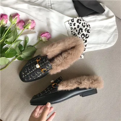 Фирменные дизайнерские зимние роскошные женские меховые шлепанцы с