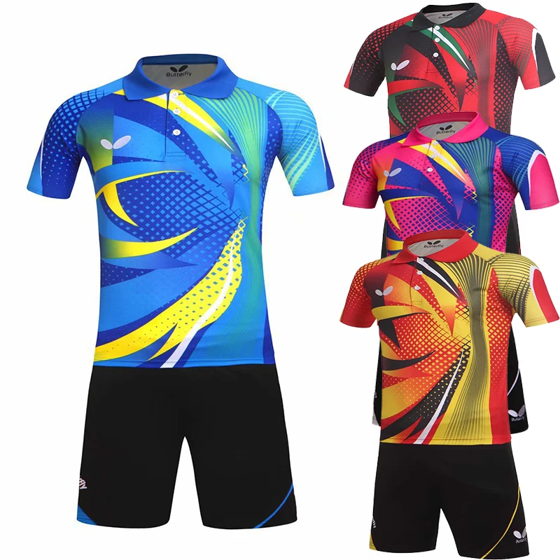 

Новая одежда для настольного тенниса для мужчин и женщин, тренировочная дышащая и быстросохнущая Спортивная футболка с короткими рукавами