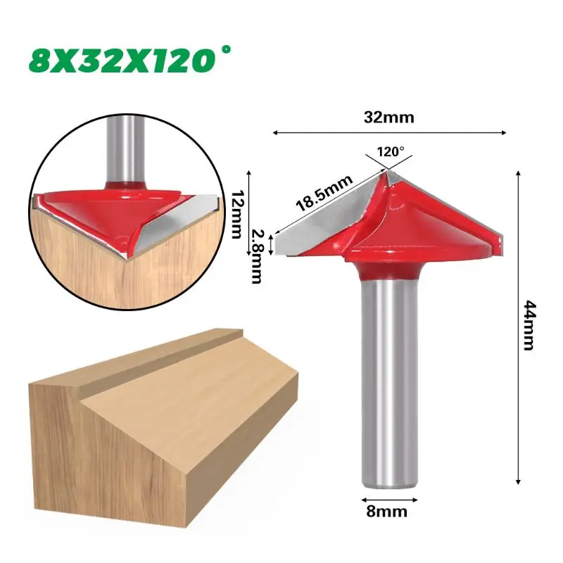 

8mm Shank V Groove 3D Router Bits Solid Carbide End Mill 90 120 150 Degree W